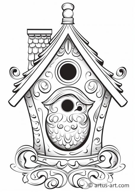 Birdhouse Coloring Page For Kids